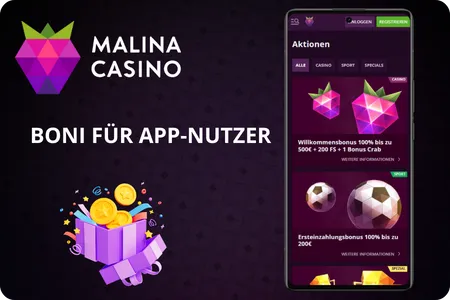 Malina Casino App Bonusangebote für deutsche Spieler mit Willkommensbonus, Cashback und wöchentlichen Freispielen