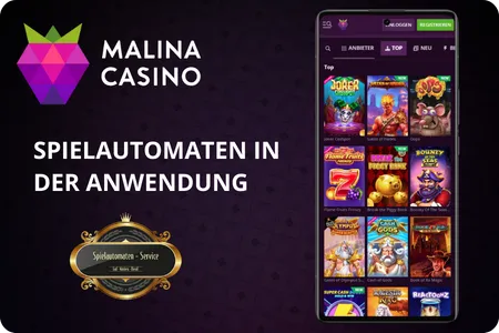 Malina Casino App Spielautomaten Übersicht mit beliebten Slot-Kategorien und klassischen Tischspielen für Deutschland