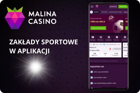 Zakłady sportowe w aplikacji Malina Casino – obstawianie piłki nożnej, tenisa, e-sportów i innych dyscyplin w Polsce