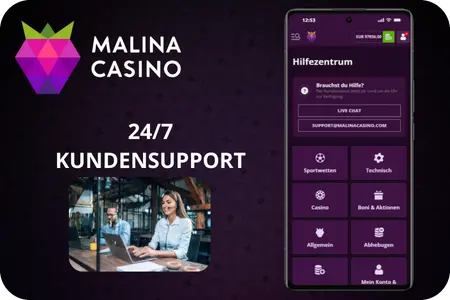 Malina Casino 24/7 Kundensupport mit Live-Chat und Hilfecenter
